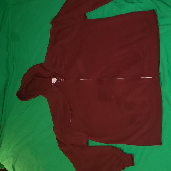 Hanes Ecosmart Zipup Hooded Sweatshirt Size XL Burgandy - Picture 1 of 5